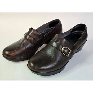 Dansko Womens Dark Brown‎ Leather Monk Strap Wedge Clogs Shoes Size 38